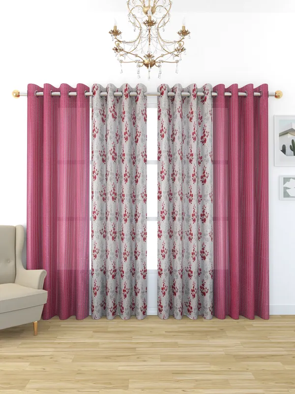 Galaxy_Home_Decor_Transparent_Net_Curtains,Pack_of_4,Pink