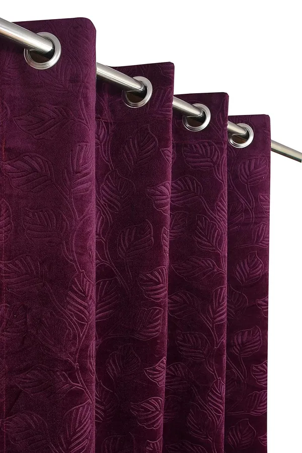 Galaxy_Home_Decor_Velvet_Curtains,_Pack_of_3,Wine&Cream