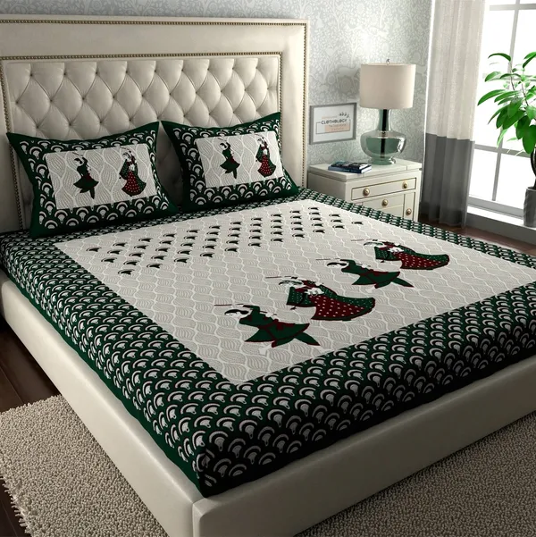 Rajasthani_Jaipuri_Traditional_Cotton_Double_Size_Bedsheet_with_2_Pillow_Cover_(Green)