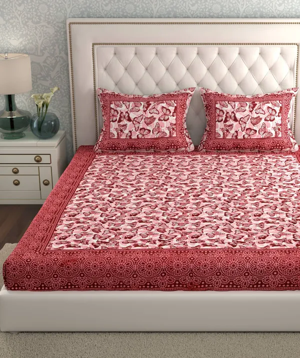 Rajasthani_Jaipuri_Traditional_Cotton_Double_Size_Bedsheet_with_2_Pillow_Cover_(Red)