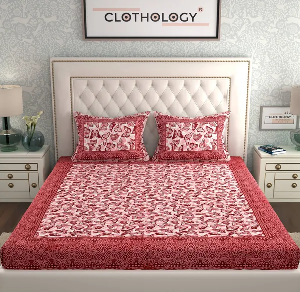 Rajasthani_Jaipuri_Traditional_Cotton_Double_Size_Bedsheet_with_2_Pillow_Cover_(Red)