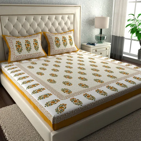 Rajasthani_Jaipuri_Traditional_Cotton_Double_Size_Bedsheet_with_2_Pillow_Cover_(Yellow)