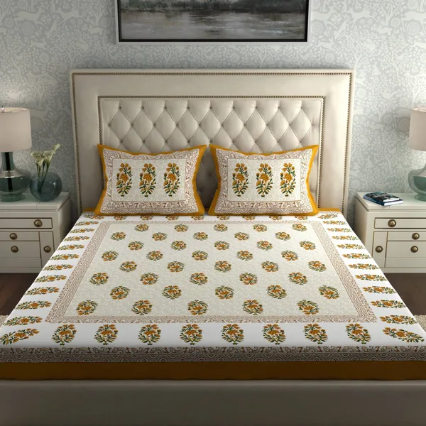 Rajasthani_Jaipuri_Traditional_Cotton_Double_Size_Bedsheet_with_2_Pillow_Cover_(Yellow)