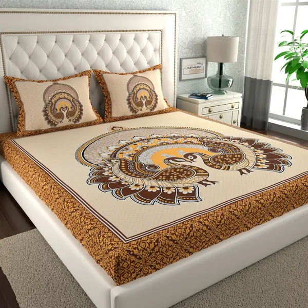 Rajasthani_Jaipuri_Traditional_Cotton_Double_Size_Bedsheet_with_2_Pillow_Cover_(Brown_&_Gold)