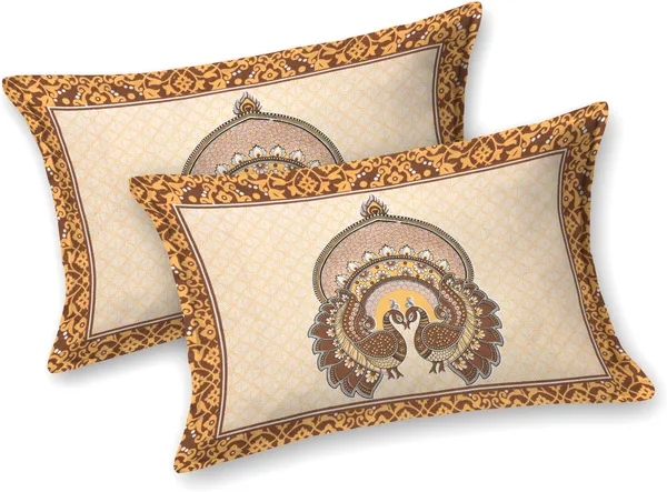 Rajasthani_Jaipuri_Traditional_Cotton_Double_Size_Bedsheet_with_2_Pillow_Cover_(Brown_&_Gold)
