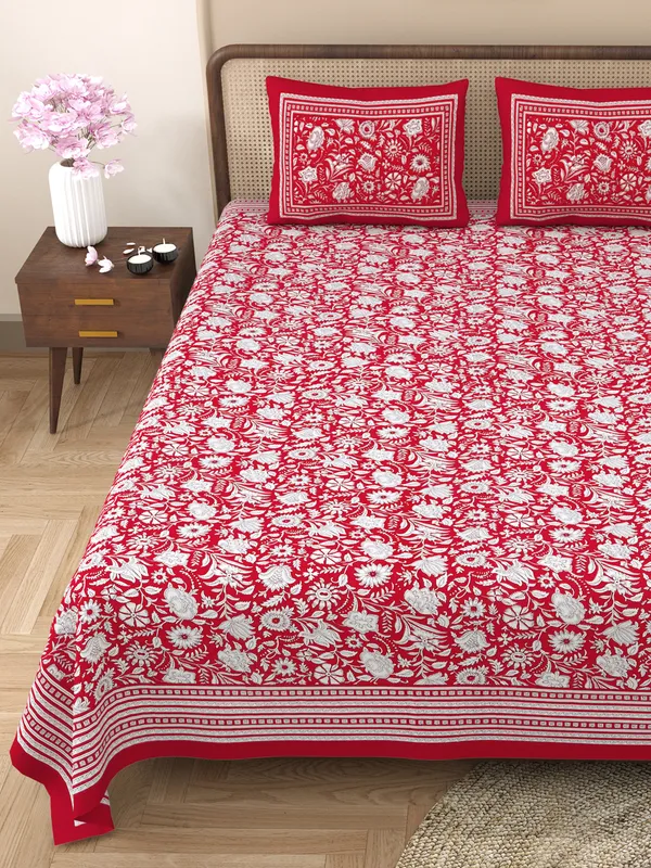 Rajasthani_Jaipuri_Traditional_Cotton_King_Size_Bedsheet_with_2_Pillow_Cover_(Red_&_White)