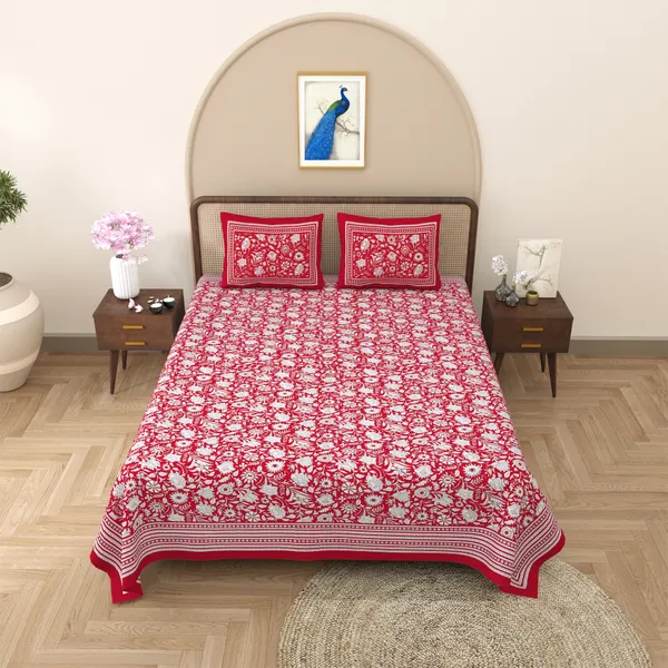 Rajasthani_Jaipuri_Traditional_Cotton_King_Size_Bedsheet_with_2_Pillow_Cover_(Red_&_White)