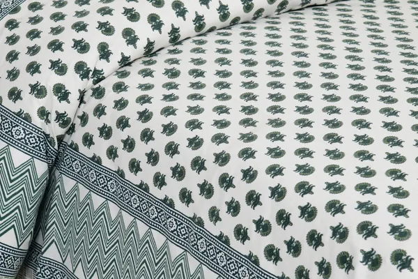 Rajasthani_Jaipuri_Traditional_Cotton_King_Size_Bedsheet_with_2_Pillow_Cover_(Green_&_White)