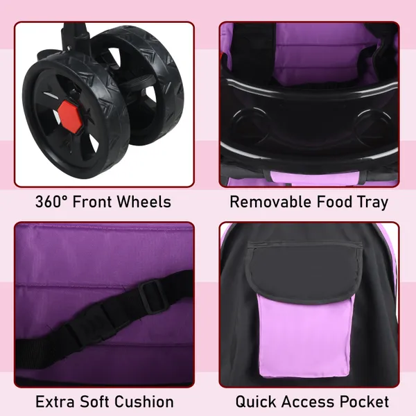 Premium_Baby_Stroller_With_Cup_Holder,_Black_And_Turquoise,_Foldable_Design,_Adjustable_Canopy,_Storage_Basket