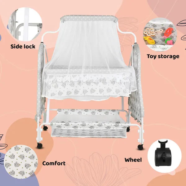 Baby_Cradle_With_Swing_And_Mosquito_Net_|_For_0-8_Month_Babies_|_Four_Wheels_With_Brake_|_With_Swing_Lock_And_Storage