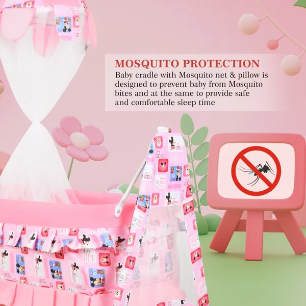 New_Born_Baby_Soft_Seat_Cradle_With_Swing_And_Mosquito_Net,_Four_Wheels_With_Brake_Lock_For_Swing_Cradle/Jhula/Palna/Bed/Baby_Safe_For_0-2_Years