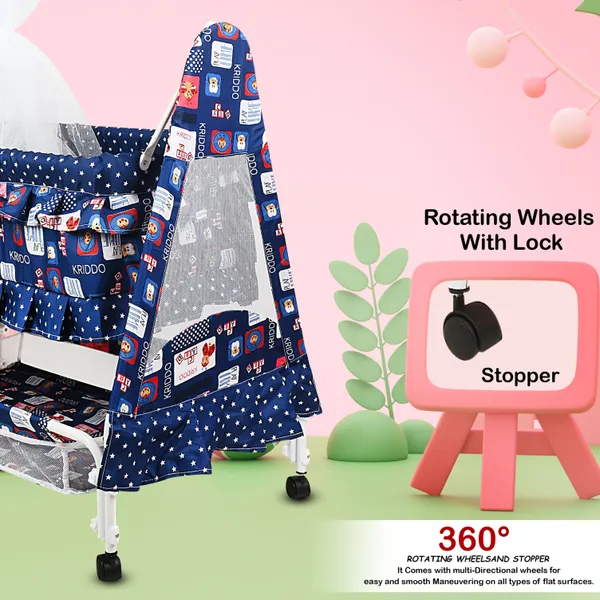 New_Born_Baby_Soft_Seat_Cradle_With_Swing_And_Mosquito_Net,_Four_Wheels_With_Brake_Lock_For_Swing_Cradle/Jhula/Palna/Bed/Baby_Safe_For_0-2_Years