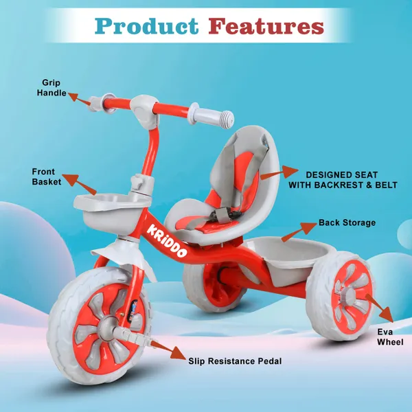 Kids_Tricycle_With_Eva_Wheels,_Bell_And_Storage_Basket/Baby_Trike/Age_Group_2_Year_To_5_Years