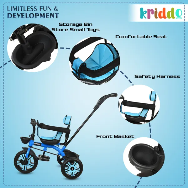 Kids_Harness_Parental_Control_Tricycle_With_Eva_Wheels,_Bell_And_Storage_Basket|Baby_Trike|Age_Group_1_Years_To_4_Years_Carrying_Capacity_Upto_25_Kgs