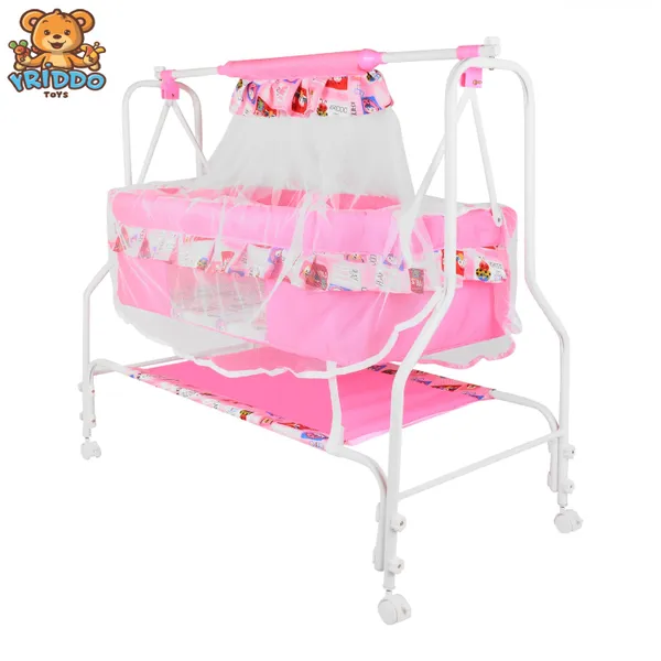 Premium_Baby_Cradles_New_Born_Baby_Sleep_Swing_Cradle/Jhula/Palna/Bed/Baby_Bedding_With_Mosquito_Protection_Net,_Mattress_And_Wheels_And_Cradle_For_0-13_Months_Baby_Boys_And_Girls