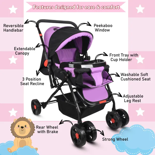 Premium_Baby_Stroller_With_Cup_Holder,_Black_And_Turquoise,_Foldable_Design,_Adjustable_Canopy,_Storage_Basket
