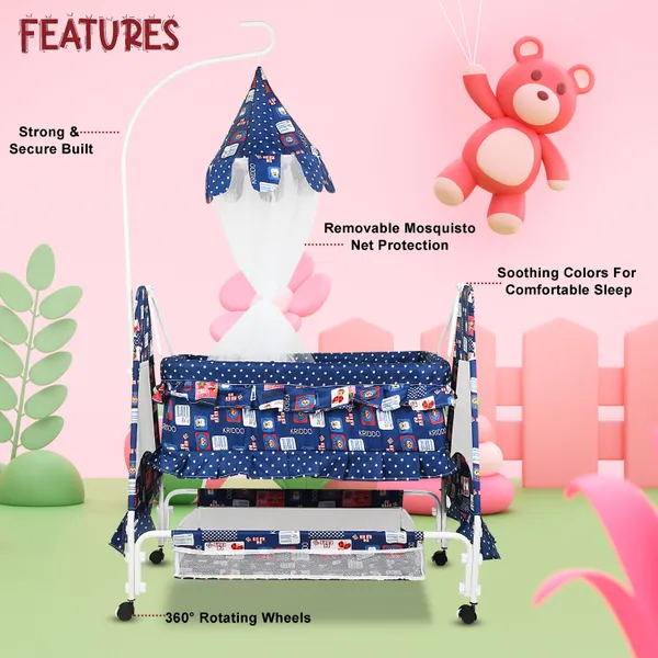 New_Born_Baby_Soft_Seat_Cradle_With_Swing_And_Mosquito_Net,_Four_Wheels_With_Brake_Lock_For_Swing_Cradle/Jhula/Palna/Bed/Baby_Safe_For_0-2_Years