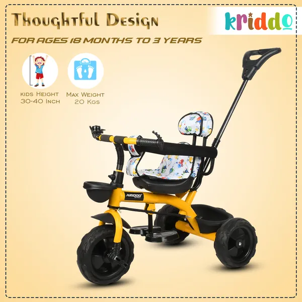 Kids|Baby_Trike|Tricycle_With_Safety_Belt_And_Guardrail_With_Parental_Control_For_Kids|Boys|Girls_Age_Group_2_To_5_Years|Carrying_Capacity_25Kgs_(Yellow)