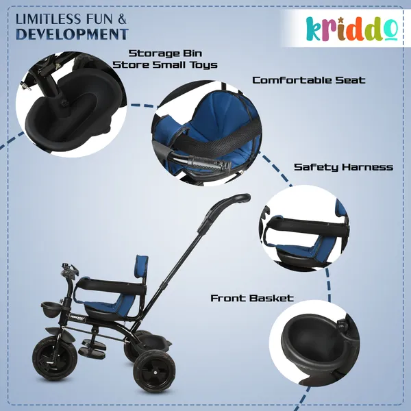 Kids|Baby_Trike|Tricycle_With_Safety_Belt_And_Guardrail_With_Parental_Control_For_Kids|Boys|Girls_Age_Group_2_To_5_Years|Carrying_Capacity_25Kgs_Green