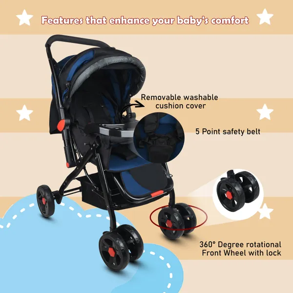Baby_Stroller/Pram_For_0_To_3_Years,_New_Born/Kids,_5_Point_Safety_Harness,_Adjustable_Backrest,_360_Swivel_Wheel,_Large_Storage_Basket,_Reversible_Handle