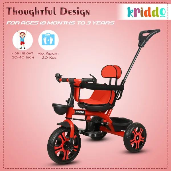 Kids_Harness_Parental_Control_Tricycle_With_Eva_Wheels,_Bell_And_Storage_Basket|Baby_Trike|Age_Group_1_Years_To_4_Years_Carrying_Capacity_Upto_25_Kgs