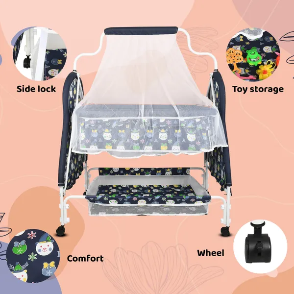 Baby_Cradle_With_Swing_And_Mosquito_Net_|_For_0-8_Month_Babies_|_Four_Wheels_With_Brake_|_With_Swing_Lock_And_Storage