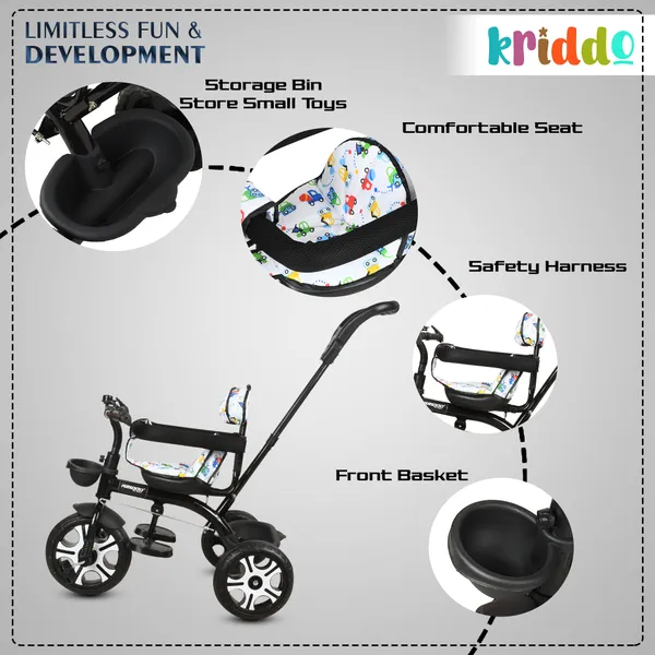 Kids_Harness_Parental_Control_Tricycle_With_Eva_Wheels,_Bell_And_Storage_Basket|Baby_Trike|Age_Group_1_Years_To_4_Years_Carrying_Capacity_Upto_25_Kgs