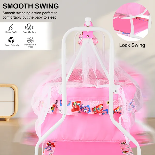 Premium_Baby_Cradles_New_Born_Baby_Sleep_Swing_Cradle/Jhula/Palna/Bed/Baby_Bedding_With_Mosquito_Protection_Net,_Mattress_And_Wheels_And_Cradle_For_0-13_Months_Baby_Boys_And_Girls