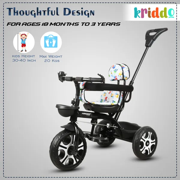 Kids_Harness_Parental_Control_Tricycle_With_Eva_Wheels,_Bell_And_Storage_Basket|Baby_Trike|Age_Group_1_Years_To_4_Years_Carrying_Capacity_Upto_25_Kgs