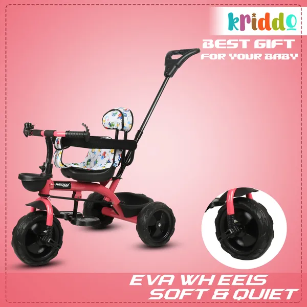 Kids_Harness_Parental_Control_Tricycle_With_Eva_Wheels,_Bell_And_Storage_Basket|Baby_Trike|Age_Group_1_Years_To_4_Years_Carrying_Capacity_Upto_25_Kgs,_(Pink)