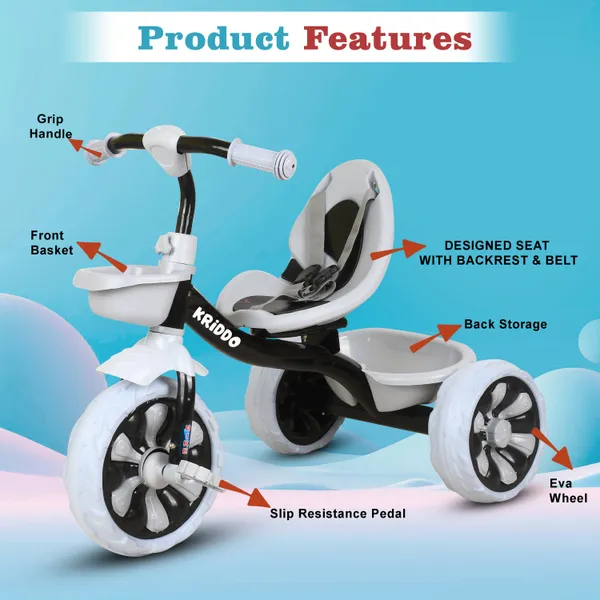 Kids_Tricycle_With_Eva_Wheels,_Bell_And_Storage_Basket/Baby_Trike/Age_Group_2_Year_To_5_Years_(Black)
