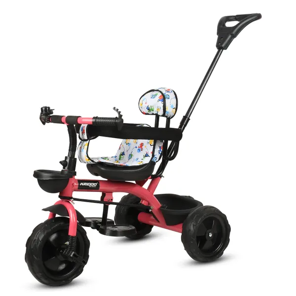 Kids_Harness_Parental_Control_Tricycle_With_Eva_Wheels,_Bell_And_Storage_Basket|Baby_Trike|Age_Group_1_Years_To_4_Years_Carrying_Capacity_Upto_25_Kgs,_(Pink)