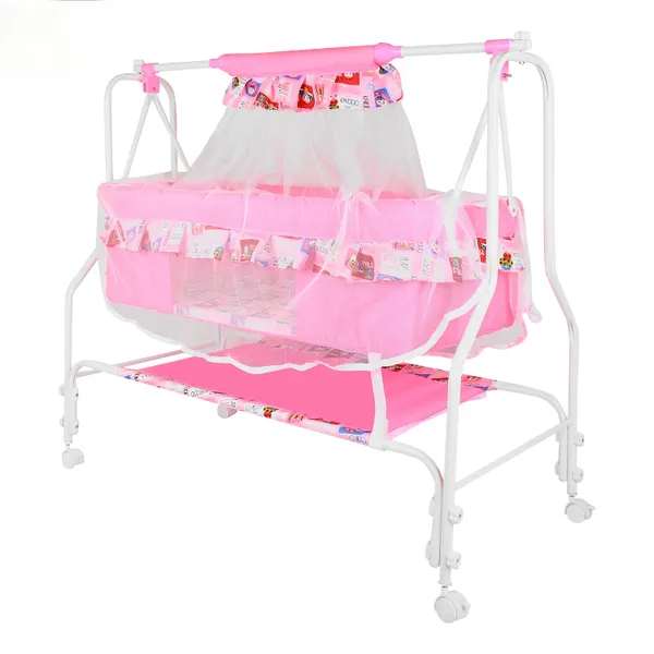 Premium_Baby_Cradles_New_Born_Baby_Sleep_Swing_Cradle/Jhula/Palna/Bed/Baby_Bedding_With_Mosquito_Protection_Net,_Mattress_And_Wheels_And_Cradle_For_0-13_Months_Baby_Boys_And_Girls