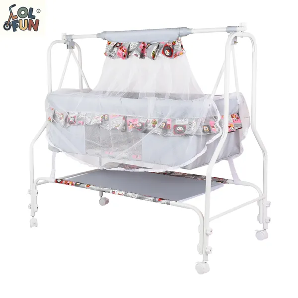 Premium_Baby_Cradles_New_Born_Baby_Sleep_Swing_Cradle/Jhula/Palna/Bed/Baby_Bedding_With_Mosquito_Protection_Net,_Mattress_And_Wheels_And_Cradle_For_0-13_Months_Baby_Boys_And_Girls
