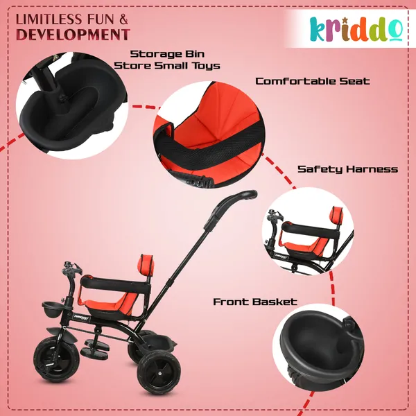 Kids|Baby_Trike|Tricycle_With_Safety_Belt_And_Guardrail_With_Parental_Control_For_Kids|Boys|Girls_Age_Group_2_To_5_Years|Carrying_Capacity_25Kgs