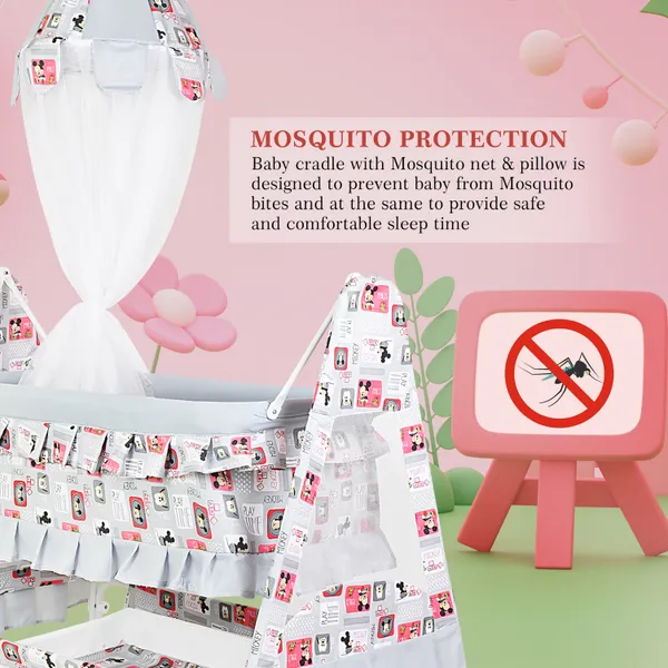 New_Born_Baby_Soft_Seat_Cradle_With_Swing_And_Mosquito_Net,_Four_Wheels_With_Brake_Lock_For_Swing_Cradle/Jhula/Palna/Bed/Baby_Safe_For_0-2_Years