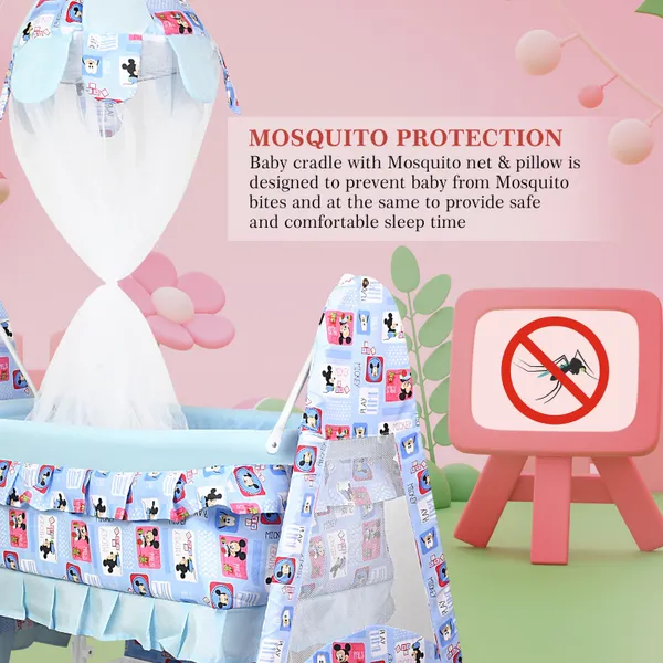 New_Born_Baby_Soft_Seat_Cradle_With_Swing_And_Mosquito_Net,_Four_Wheels_With_Brake_Lock_For_Swing_Cradle/Jhula/Palna/Bed/Baby_Safe_For_0-2_Years
