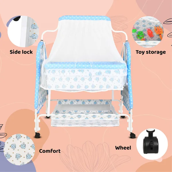 Baby_Cradle_With_Swing_And_Mosquito_Net_|_For_0-8_Month_Babies_|_Four_Wheels_With_Brake_|_With_Swing_Lock_And_Storage