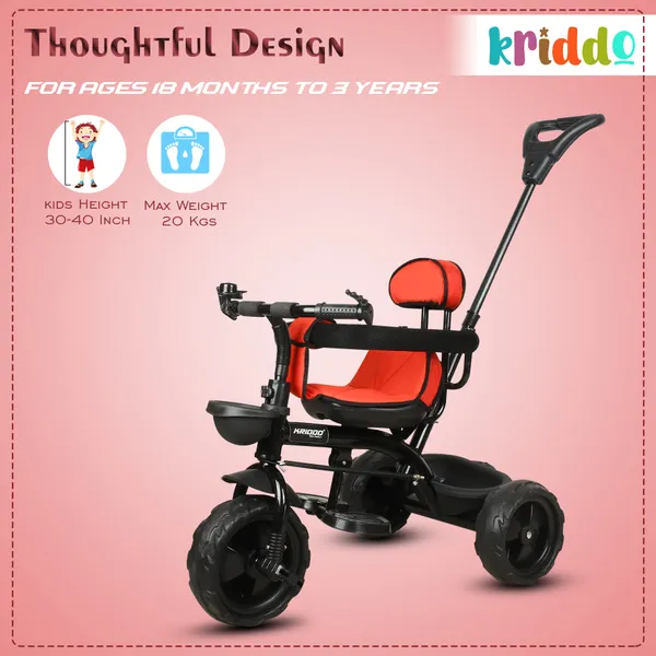 Kids|Baby_Trike|Tricycle_With_Safety_Belt_And_Guardrail_With_Parental_Control_For_Kids|Boys|Girls_Age_Group_2_To_5_Years|Carrying_Capacity_25Kgs
