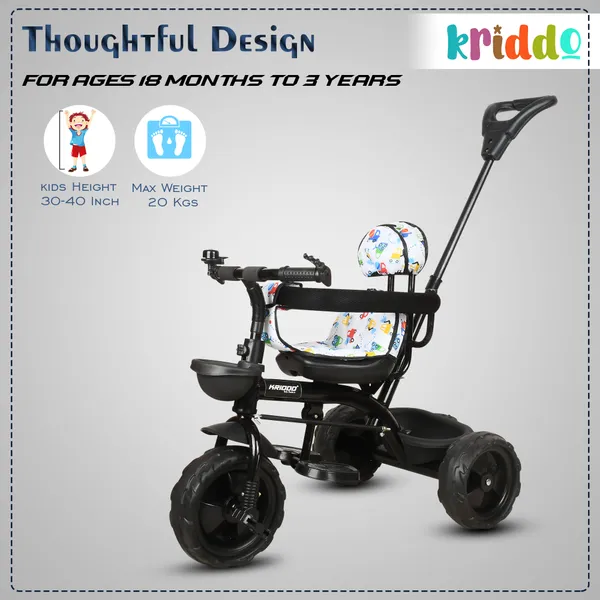Kids|Baby_Trike|Tricycle_With_Safety_Belt_And_Guardrail_With_Parental_Control_For_Kids|Boys|Girls_Age_Group_2_To_5_Years|Carrying_Capacity_25Kgs_(White)