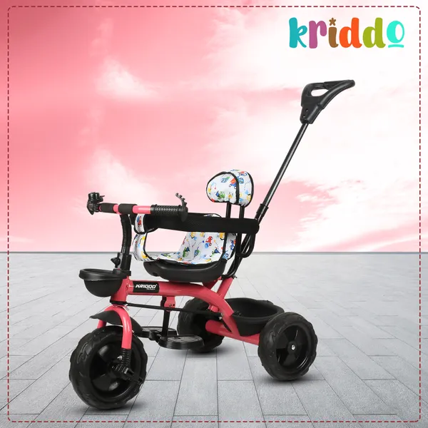 Kids_Harness_Parental_Control_Tricycle_With_Eva_Wheels,_Bell_And_Storage_Basket|Baby_Trike|Age_Group_1_Years_To_4_Years_Carrying_Capacity_Upto_25_Kgs,_(Pink)
