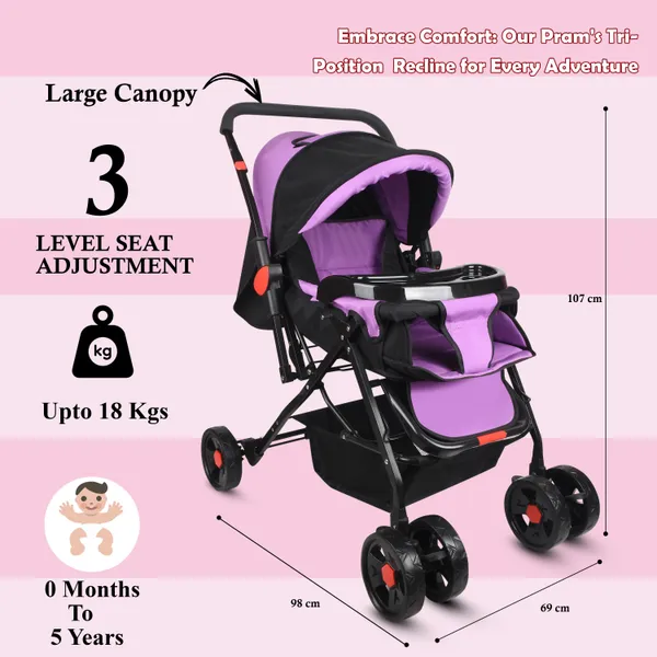 Premium_Baby_Stroller_With_Cup_Holder,_Black_And_Turquoise,_Foldable_Design,_Adjustable_Canopy,_Storage_Basket