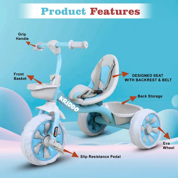 Kids_Tricycle_With_Eva_Wheels,_Bell_And_Storage_Basket/Baby_Trike/Age_Group_2_Year_To_5_Years_(Blue)