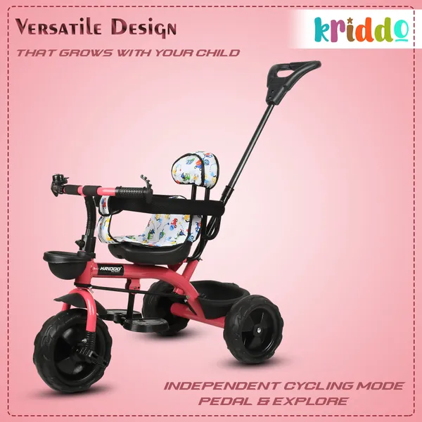 Kids_Harness_Parental_Control_Tricycle_With_Eva_Wheels,_Bell_And_Storage_Basket|Baby_Trike|Age_Group_1_Years_To_4_Years_Carrying_Capacity_Upto_25_Kgs,_(Pink)