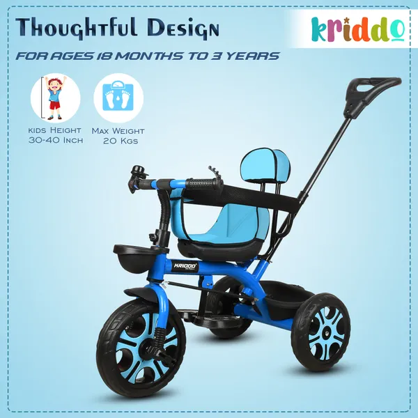 Kids_Harness_Parental_Control_Tricycle_With_Eva_Wheels,_Bell_And_Storage_Basket|Baby_Trike|Age_Group_1_Years_To_4_Years_Carrying_Capacity_Upto_25_Kgs