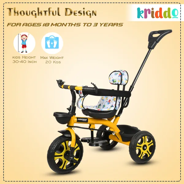 Kids_Harness_Parental_Control_Tricycle_With_Eva_Wheels,_Bell_And_Storage_Basket|Baby_Trike|Age_Group_1_Years_To_4_Years_Carrying_Capacity_Upto_25_Kgs