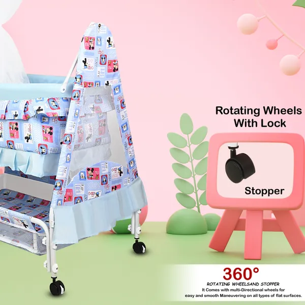 New_Born_Baby_Soft_Seat_Cradle_With_Swing_And_Mosquito_Net,_Four_Wheels_With_Brake_Lock_For_Swing_Cradle/Jhula/Palna/Bed/Baby_Safe_For_0-2_Years