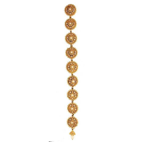 Black_Gold_Plated_Traditional_Rhinestones_Studded_Ethnic_Bridal_Choti/Bridal_Hair_Accessory/Jadanagam_Jewellery_With_Pearl_Drop_For_Women_Pack_Of_1