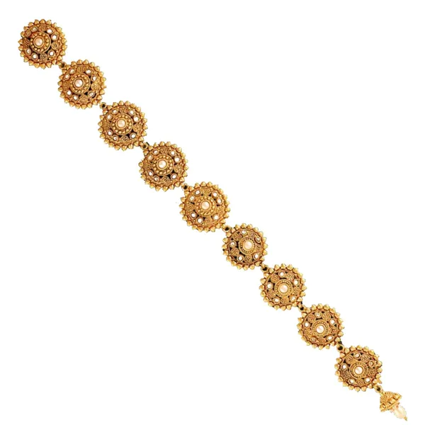 Black_Gold_Plated_Traditional_Rhinestones_Studded_Ethnic_Bridal_Choti/Bridal_Hair_Accessory/Jadanagam_Jewellery_With_Pearl_Drop_For_Women_Pack_Of_1