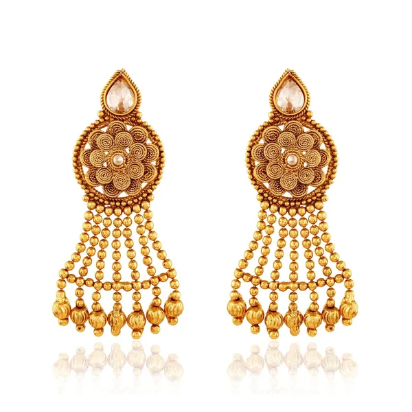 Gold_Antique_Traditional_Indian_American_Diamond_Dangling_Earrings